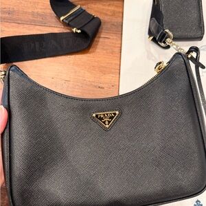 Prada Black Mini Crossbody Bag with Gold Accents